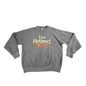 Vtg‎ Fruit of The Loom Peacock Papers I'm Retired Sweatshirt Blue Size Large